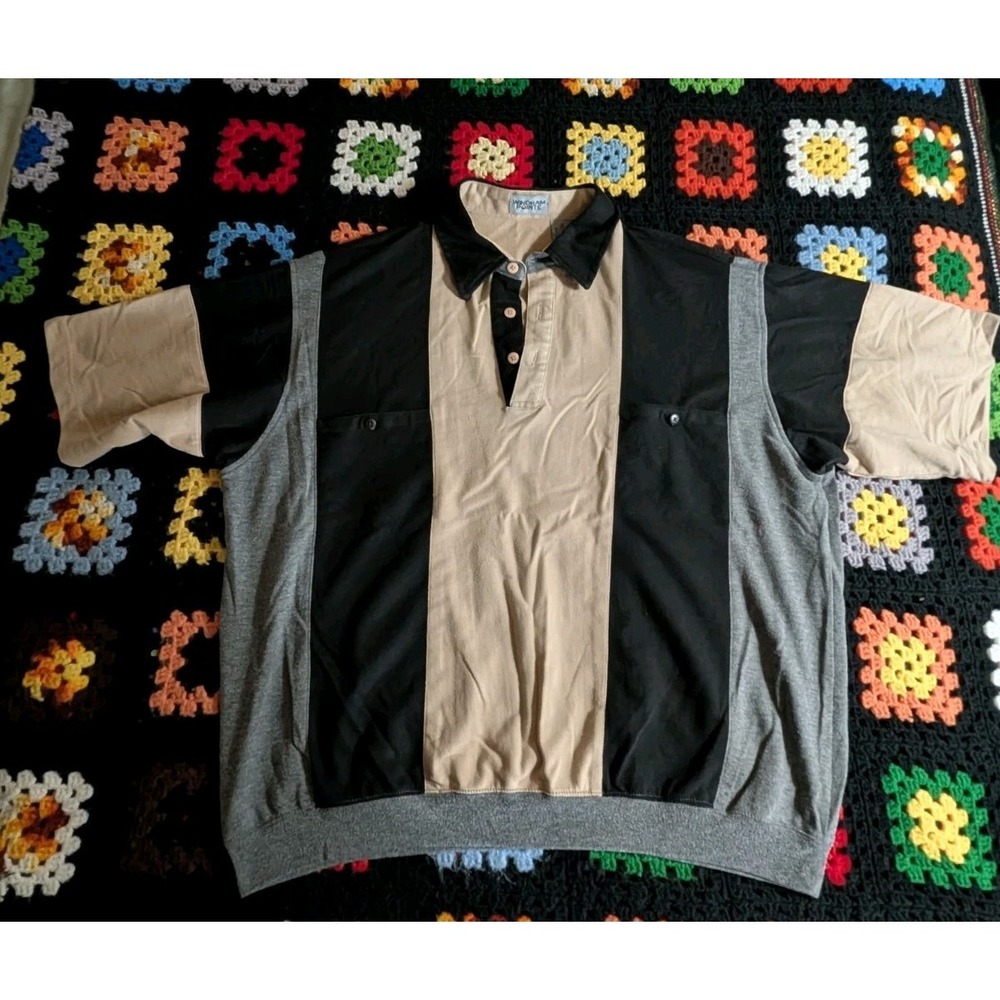 Windham Pointe Shirt Men's Black Beige Striped Size XL